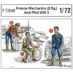 2 French Pilots WWII + Mechanic