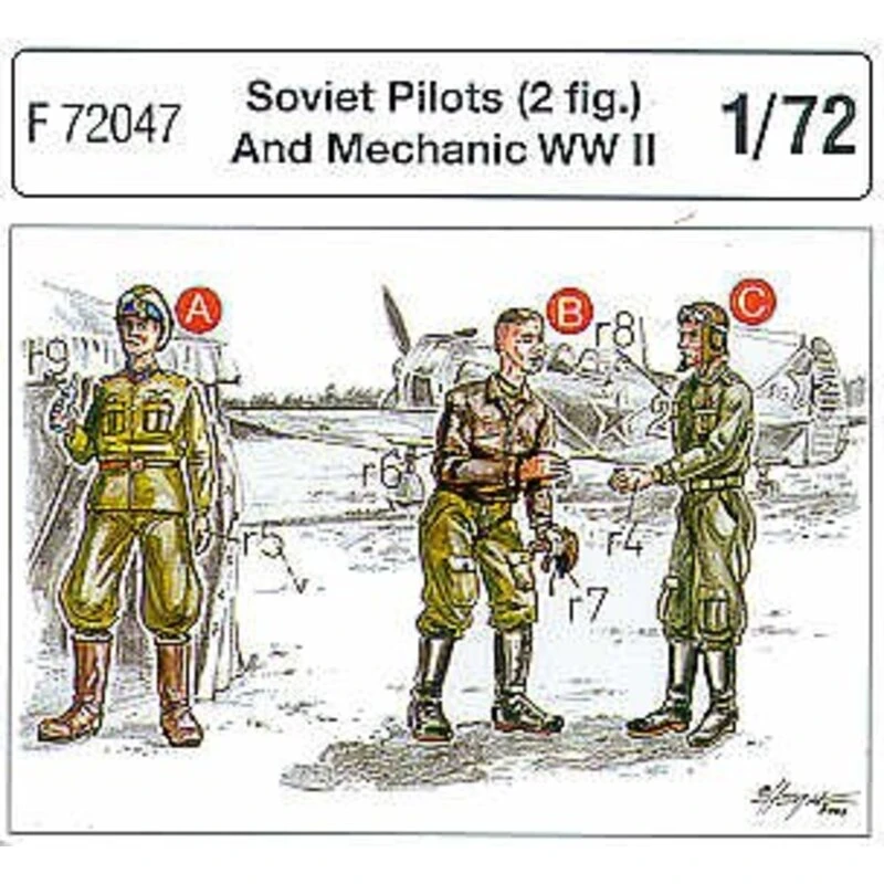 2 Soviet Pilots WWII + Mechanic 1 2 Soviet Pilots WWII + Mechanic