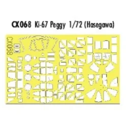 Eduard Ki-67 Peggy Canopy Fame And Wheels Etc (toebehoren Voor Modelbouwsets Van Hasegawa) (made From Yellow Kabuki Tape Produced In Ja