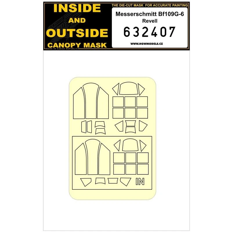 Messerschmitt Bf-109G-6 Luifel Verfmasker Binnen En Buiten (ontworpen Voor Gebruik Met Revell Kits) 1 Messerschmitt Bf-109G-6 Luifel Verfmasker Binnen En Buiten (ontworpen Voor Gebruik Met Revell Kits)