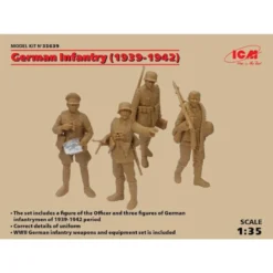 ICM German Infantry 1939-1941 (4 Cijfers) (WOII) (100% Nieuwe Mallen) Volgende Release !!! & Bullet - De Set Bestaat Uit Een Figuur