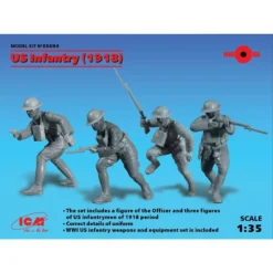 ICM Infanterie Van De VS (1918) (4 Cijfers) (WWI) (100% Nieuwe Mallen) & Bullet - De Set Bestaat Uit Een Figuur Van De Officer En Dr