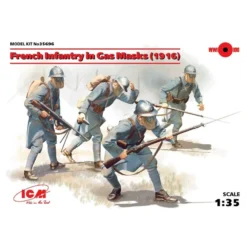 ICM Franse Infanterie In Gasmaskers (1918) (4 Cijfers) De Set Bevat Een Cijfer Van De Sersant En Drie Soldatencijfers Van Franse In