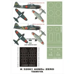 Mitsubishi A6M5 Zero Type 52 Zeke 2 Canopy Mask (exterior And Interior) + 3 Insignia Masks (designed To Be Farming With Tamiya K