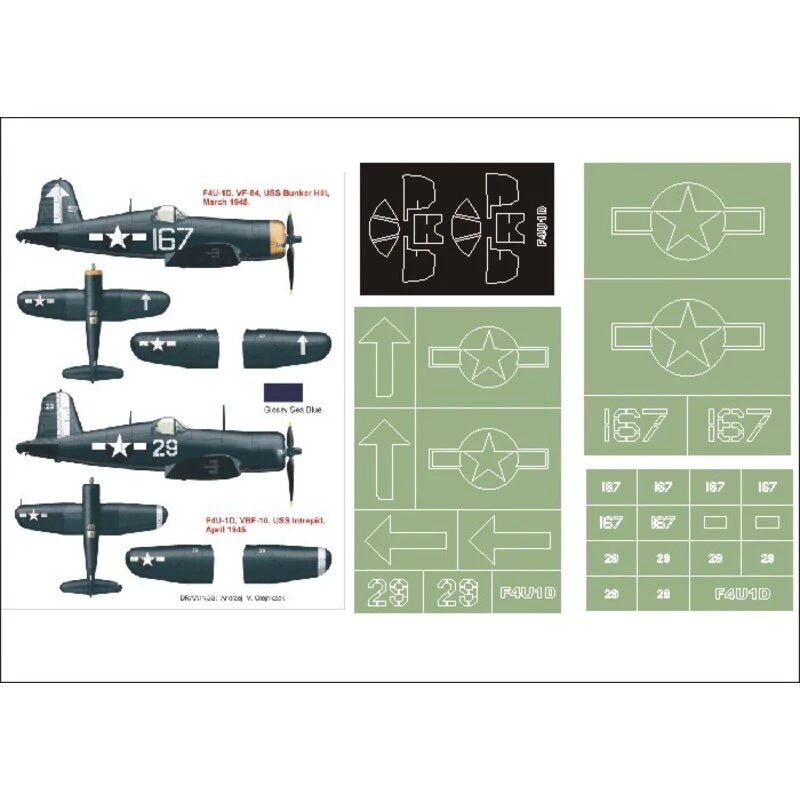 Vought F4U-1D Corsair 2 Canopy Mask (exterior And Interior) + 3 Insignia Masks (designed To Be Farming With TRUMPETER Kits) 1 Vought F4U-1D Corsair 2 Canopy Mask (exterior And Interior) + 3 Insignia Masks (designed To Be Farming With TRUMPETER Kits)
