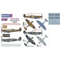 Supermarine Spitfire Mk.IX 2 Canopy Mask (exterior And Interior) + 2 Insignia Masks + Decals (designed To Be Farming With Tamiya