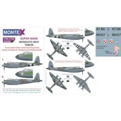 De Havilland Mosquito Mk.VI (ontworpen Voor Gebruik Met Tamiya Kits) 2 Kap Masker (buiten En Binnen) + 3 Insignia Maskers + Deca
