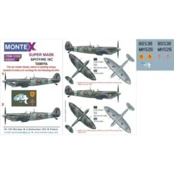 Supermarine Spitfire Mk.IXc 2 Kap Masker (buiten Naar Binnen) + 2 Insigne Maskers + Decals