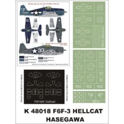 Grumman F6F-3 Hellcat 2 Canopy Mask (exterior And Interior) + 3 Insignia Masks (designed To Be Farming With Hasegawa Kits)