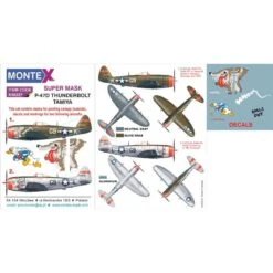 Republic P-47D Thunderbolt 1 Canopy Mask (exterior) + 1 Insignia Masks + Decals (designed To Be Farming With Tamiya Kits)