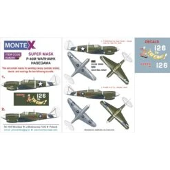 Curtiss P-40M 2 Canopy Mask (exterior And Interior) + 1 Insignia Masks + Decals (designed To Be Farming With Hasegawa Kits)