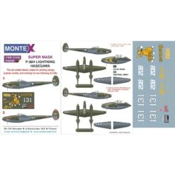 Lockheed P-38H Lightning (designed To Be Used With Hasegawa Kits) 2 Canopy Masks (outside And Inside Canopy Masks) + 1 Insignia