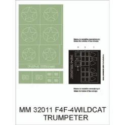 Grumman F4F-4 Wildcat 2 Canopy Masks (exterior And Interior) + 2 Insignia Masks (designed To Be Farming With Trumpeter Kits)