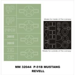 North American P-51B Mustang 2 Canopy Masks (exterior And Interior) + 1 Insignia Masks (designed To Be Farming With Revell Kits)