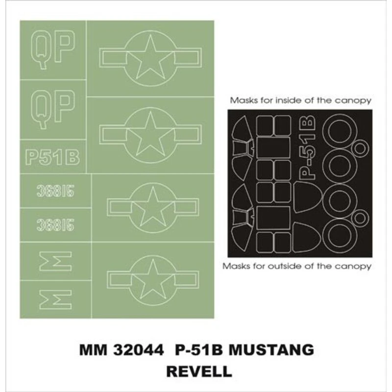 North American P-51B Mustang 2 Canopy Masks (exterior And Interior) + 1 Insignia Masks (designed To Be Farming With Revell Kits) 1 North American P-51B Mustang 2 Canopy Masks (exterior And Interior) + 1 Insignia Masks (designed To Be Farming With Revell Kits)