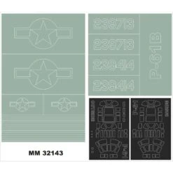 Northrop P-61 BLACK WIDOW 2 Canopy Masks (exterior And Interior) + 2 Insignia Masks (designed To Be Farming With HOBBY BOSS Kits