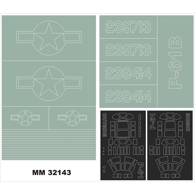 Northrop P-61 BLACK WIDOW 2 Canopy Masks (exterior And Interior) + 2 Insignia Masks (designed To Be Farming With HOBBY BOSS Kits 1 Northrop P-61 BLACK WIDOW 2 Canopy Masks (exterior And Interior) + 2 Insignia Masks (designed To Be Farming With HOBBY BOSS Kits