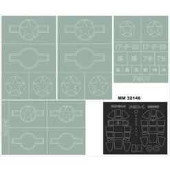 Vought F4U-1 Corsair 2 Canopy Masks (exterior And Interior) + 3 Insignia Masks (designed To Be Farming With Tamiya Kits)