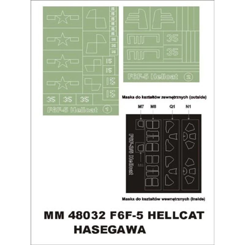 Grumman F6F-5 Hellcat 2 Canopy Masks (exterior And Interior) + 2 Insignia Masks (designed To Be Farming With Hasegawa Kits) 1 Grumman F6F-5 Hellcat 2 Canopy Masks (exterior And Interior) + 2 Insignia Masks (designed To Be Farming With Hasegawa Kits)