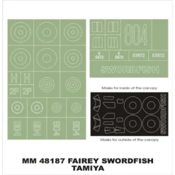 Fairey Swordfish Mk.I / Mk.II 2 Canopy Masks (exterior And Interior) + 2 Insignia Masks (designed To Be Farming With Tamiya Kits