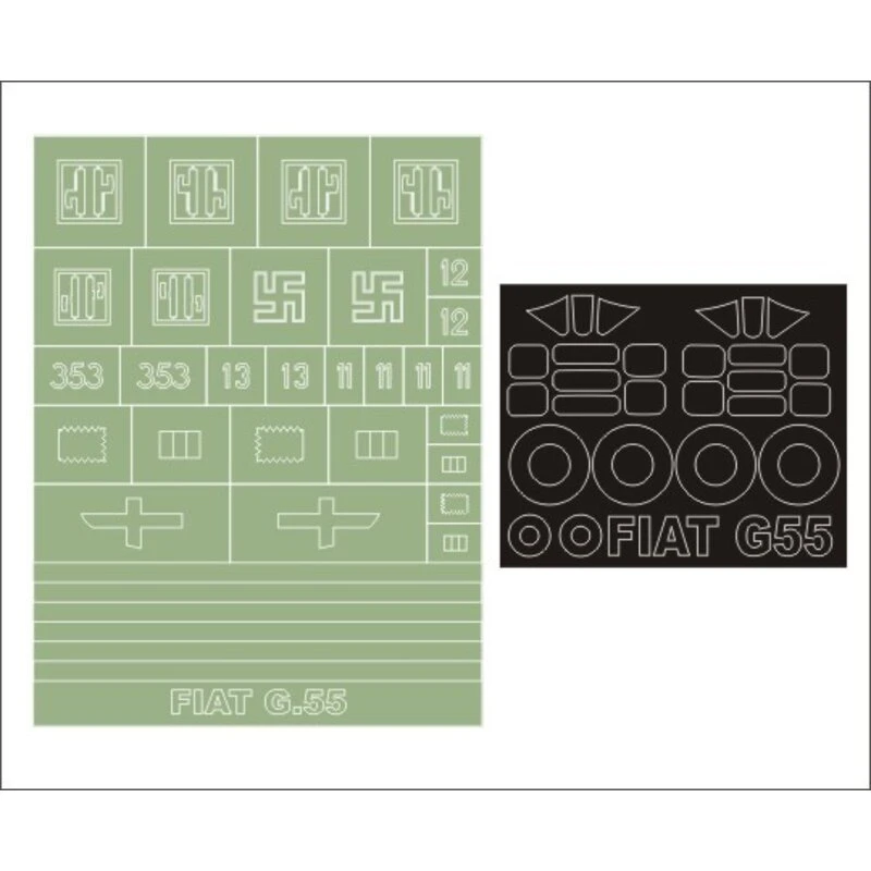 FIAT G.55 2 Canopy Masks (exterior And Interior) + 1 Insignia Masks (designed To Be Farming With Special Hobby Kits) 1 FIAT G.55 2 Canopy Masks (exterior And Interior) + 1 Insignia Masks (designed To Be Farming With Special Hobby Kits)
