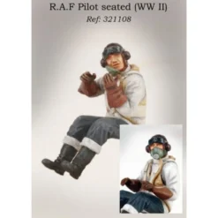 RAF Pilot Seated In Aircraft (WWII)