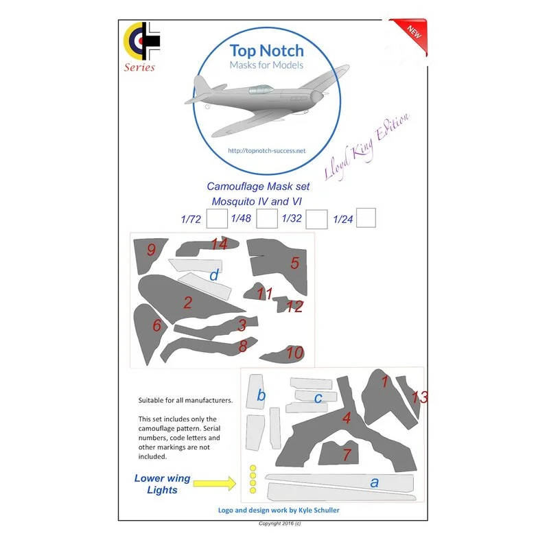 De Havilland Mosquito FB Mk.VI En NF.II / FB Mk.VI Camouflage Verf Mask 1 De Havilland Mosquito FB Mk.VI En NF.II / FB Mk.VI Camouflage Verf Mask