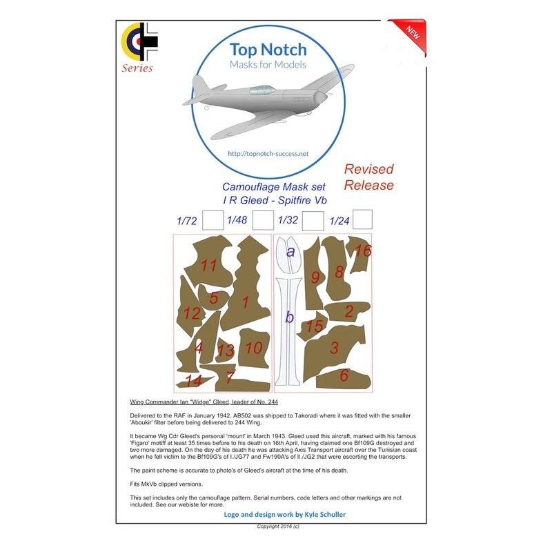 IR Gleed Supermarine Spitfire Mk.Vb Patroon Een Patroon Van De Camouflage Verf Mask 1 IR Gleed Supermarine Spitfire Mk.Vb Patroon Een Patroon Van De Camouflage Verf Mask