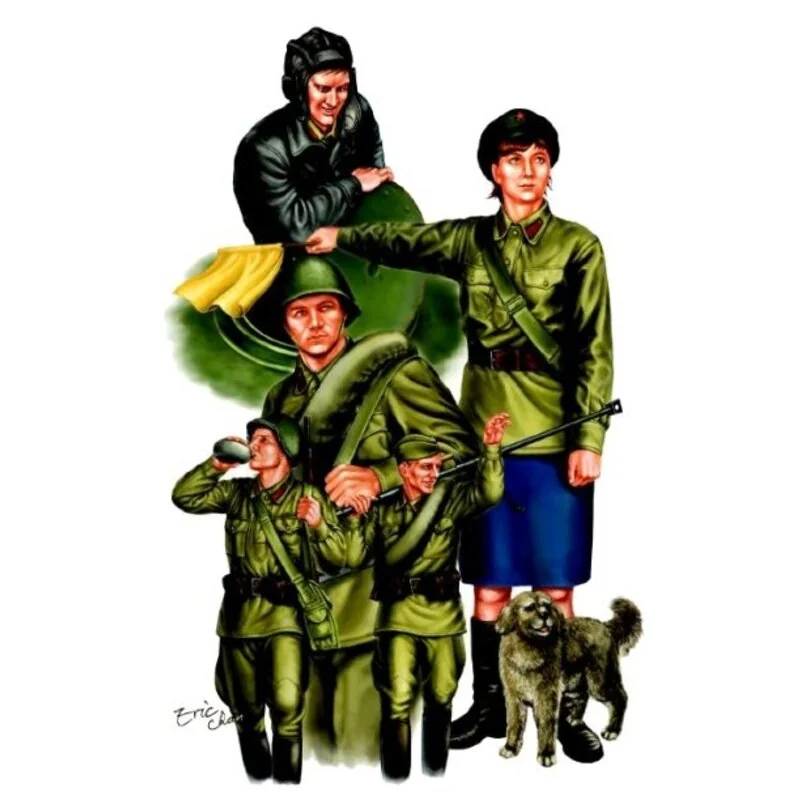 Trumpeter WWII Soviet Red Army Tank Soldiers 2 Trumpeter WWII Soviet Red Army Tank Soldiers - Afbeelding 2