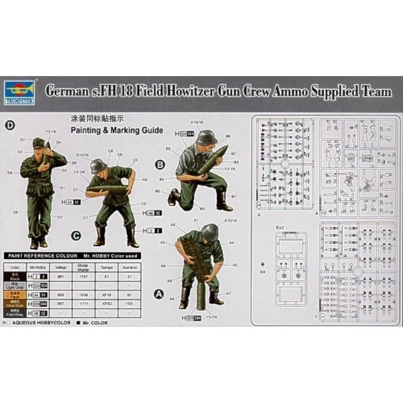 Trumpeter German WWII S.FH 18 Field Howitzer Gun Crew. Loading Gun X 6 Figures And Ammunition Etc 4 Trumpeter German WWII S.FH 18 Field Howitzer Gun Crew. Loading Gun X 6 Figures And Ammunition Etc - Afbeelding 4