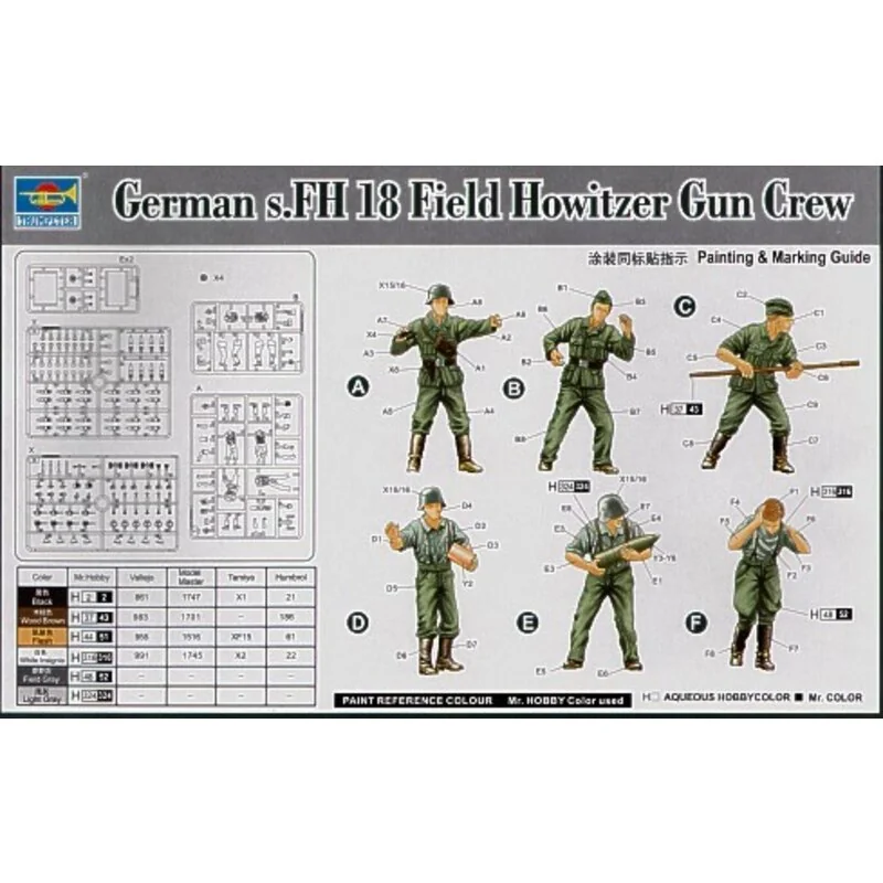 Trumpeter German WWII S.FH 18 Field Howitzer Gun Crew. Loading Gun X 6 Figures And Ammunition Etc 5 Trumpeter German WWII S.FH 18 Field Howitzer Gun Crew. Loading Gun X 6 Figures And Ammunition Etc - Afbeelding 5